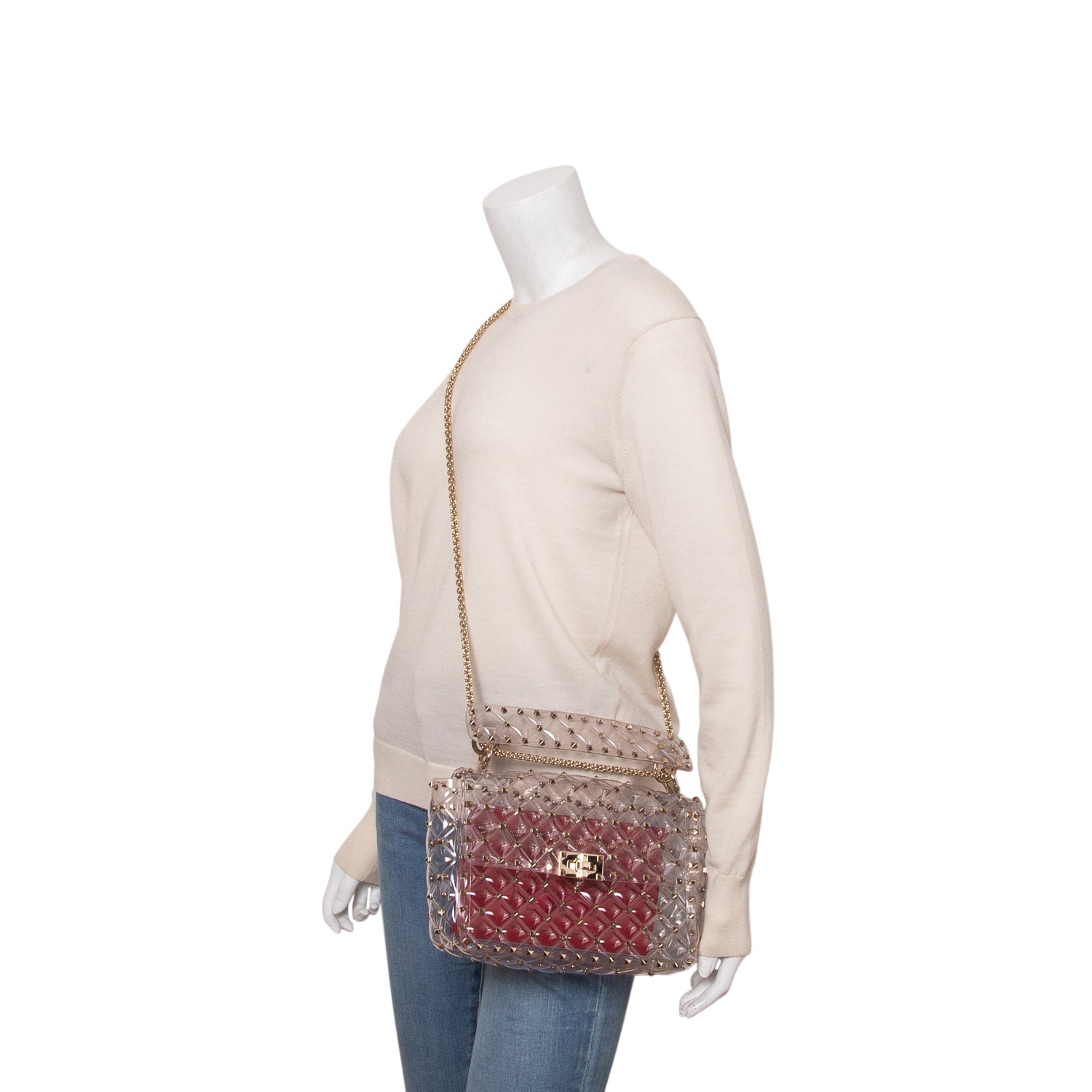 Valentino PVC Medium Rockstud Spike Shoulder Bag w/ Chain
