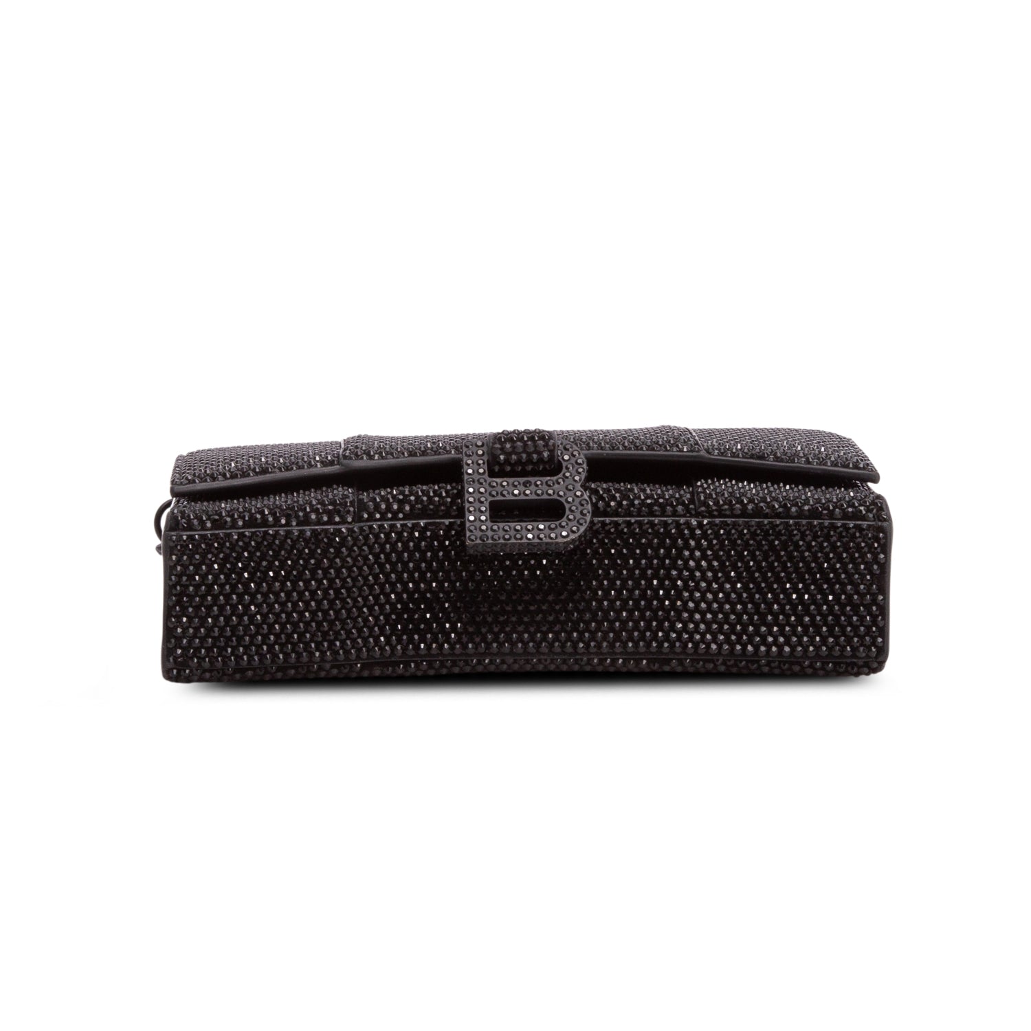 Balenciaga Black Rhinestone Hourglass Wallet on Chain