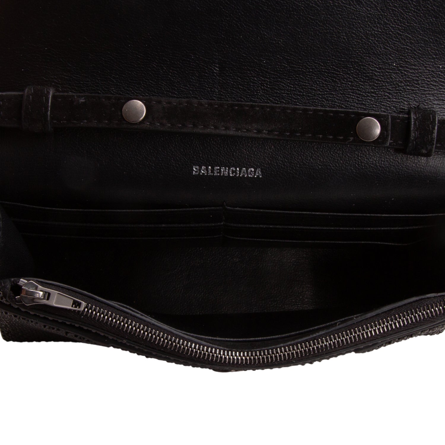 Balenciaga Black Rhinestone Hourglass Wallet on Chain