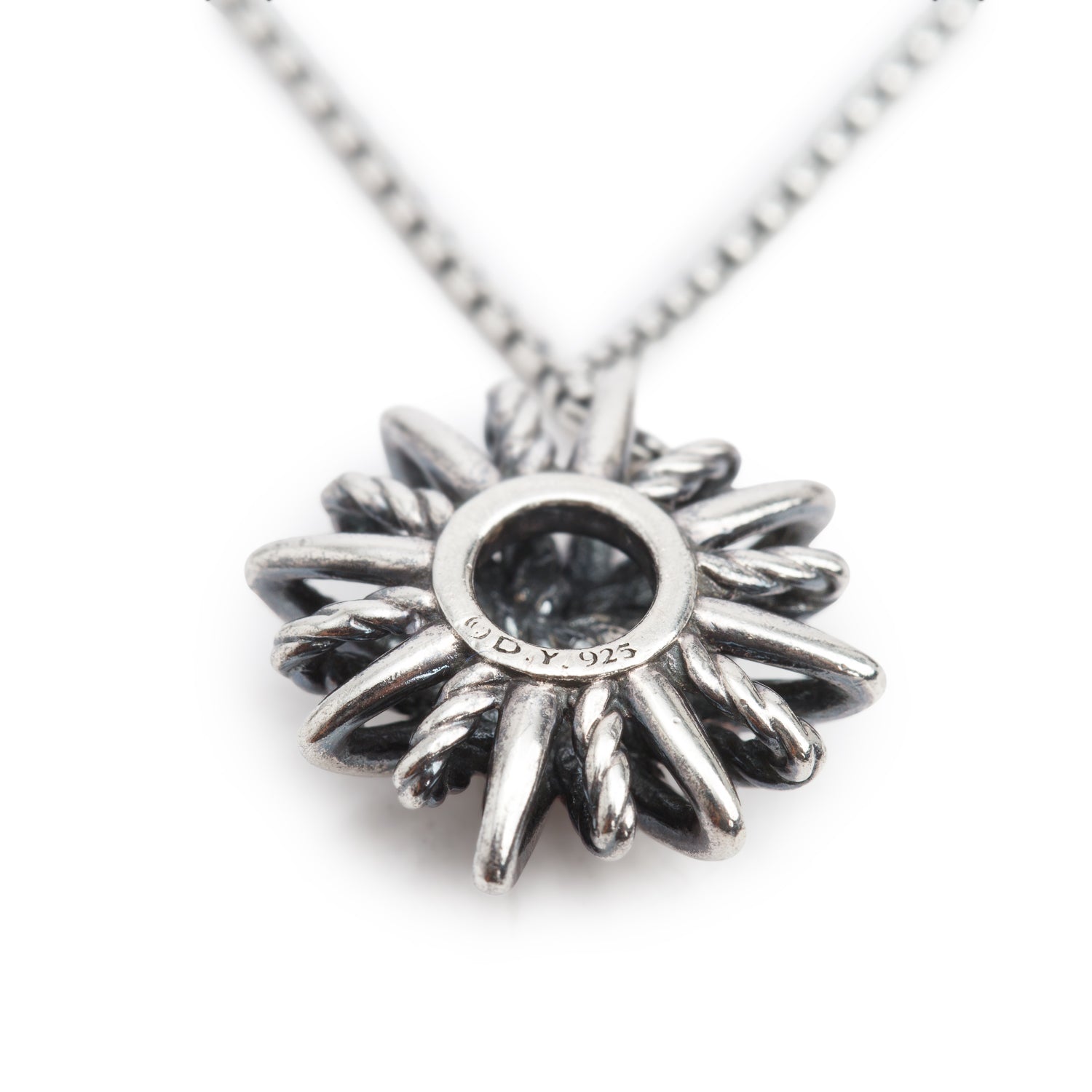 David Yurman Sterling Silver Diamond Starburst Pendant Necklace