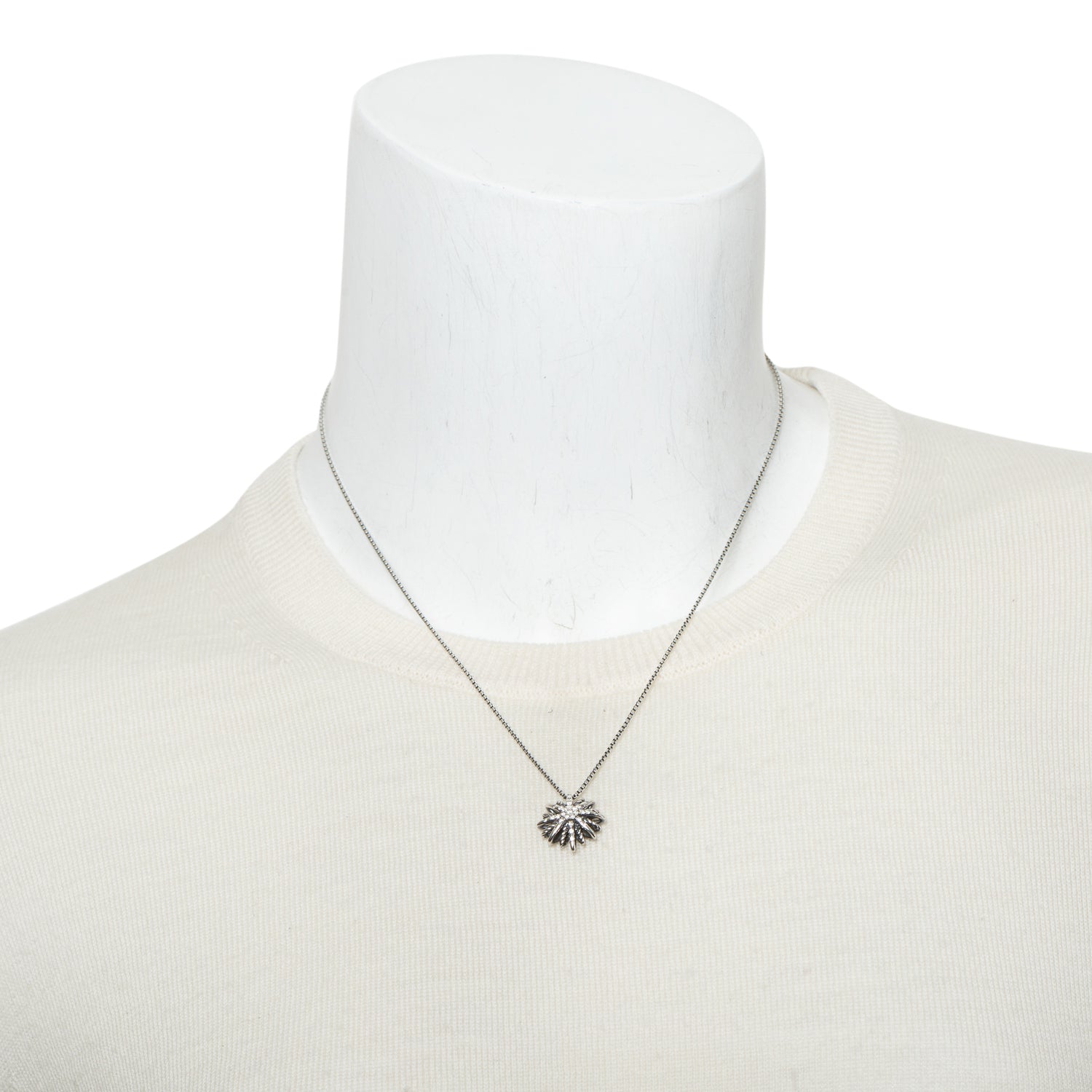 David Yurman Sterling Silver Diamond Starburst Pendant Necklace