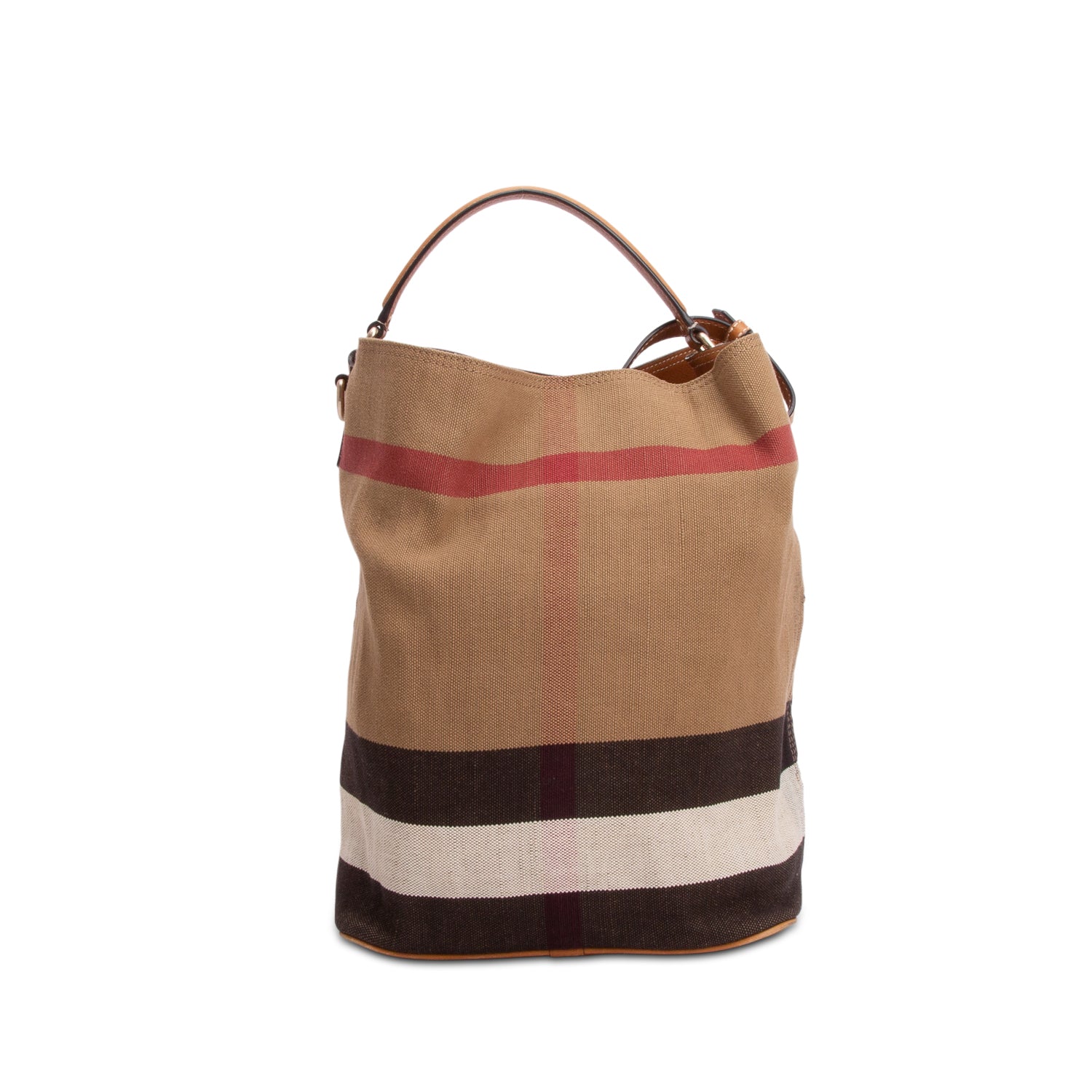 Burberry Mega Check Ashby Bucket Bag w/ Strap & Pouch