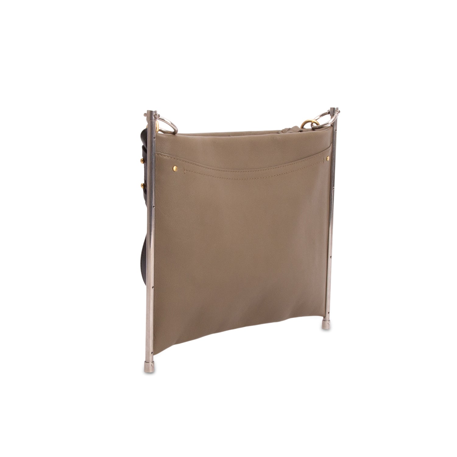 Chloe Taupe Calfskin Leather Medium Roy Clutch Crossbody w/ Straps
