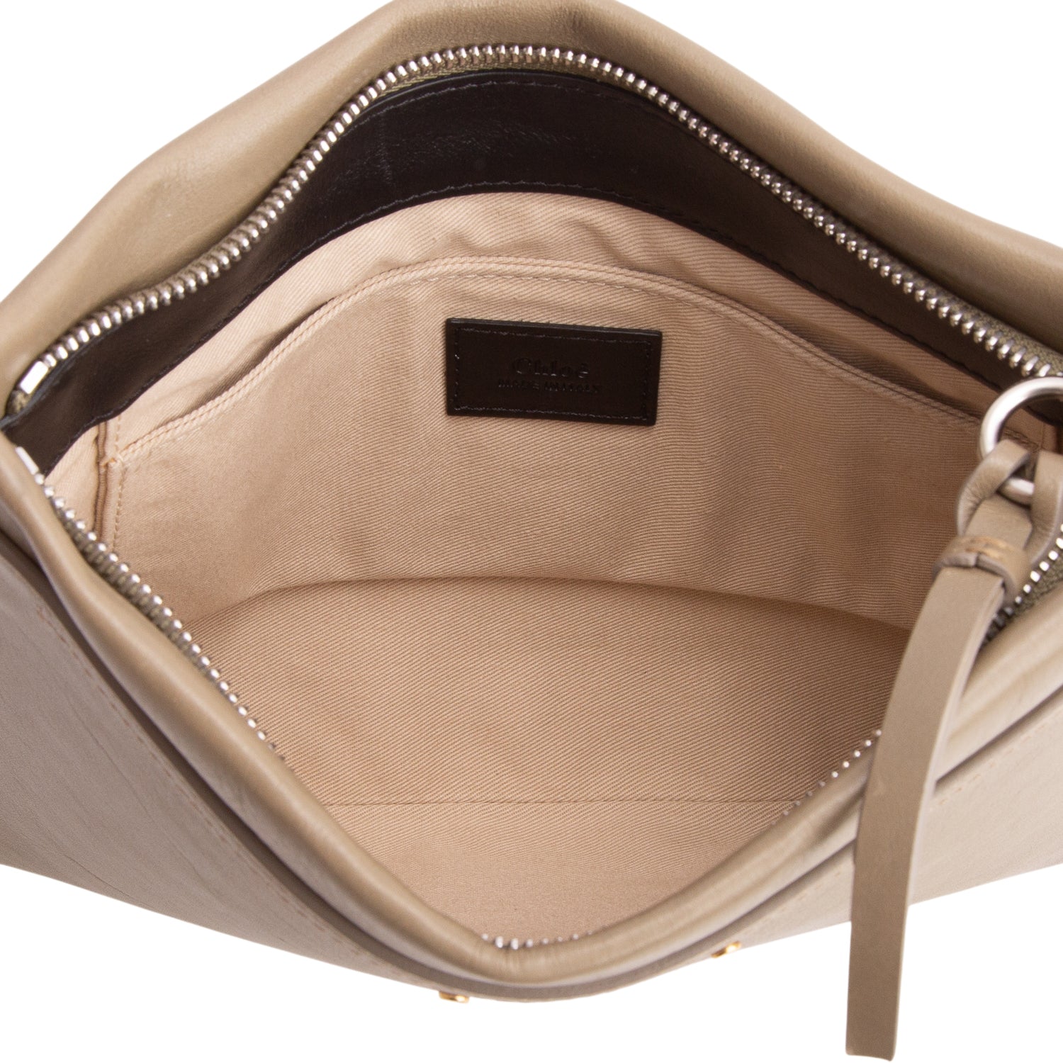 Chloe Taupe Calfskin Leather Medium Roy Clutch Crossbody w/ Straps