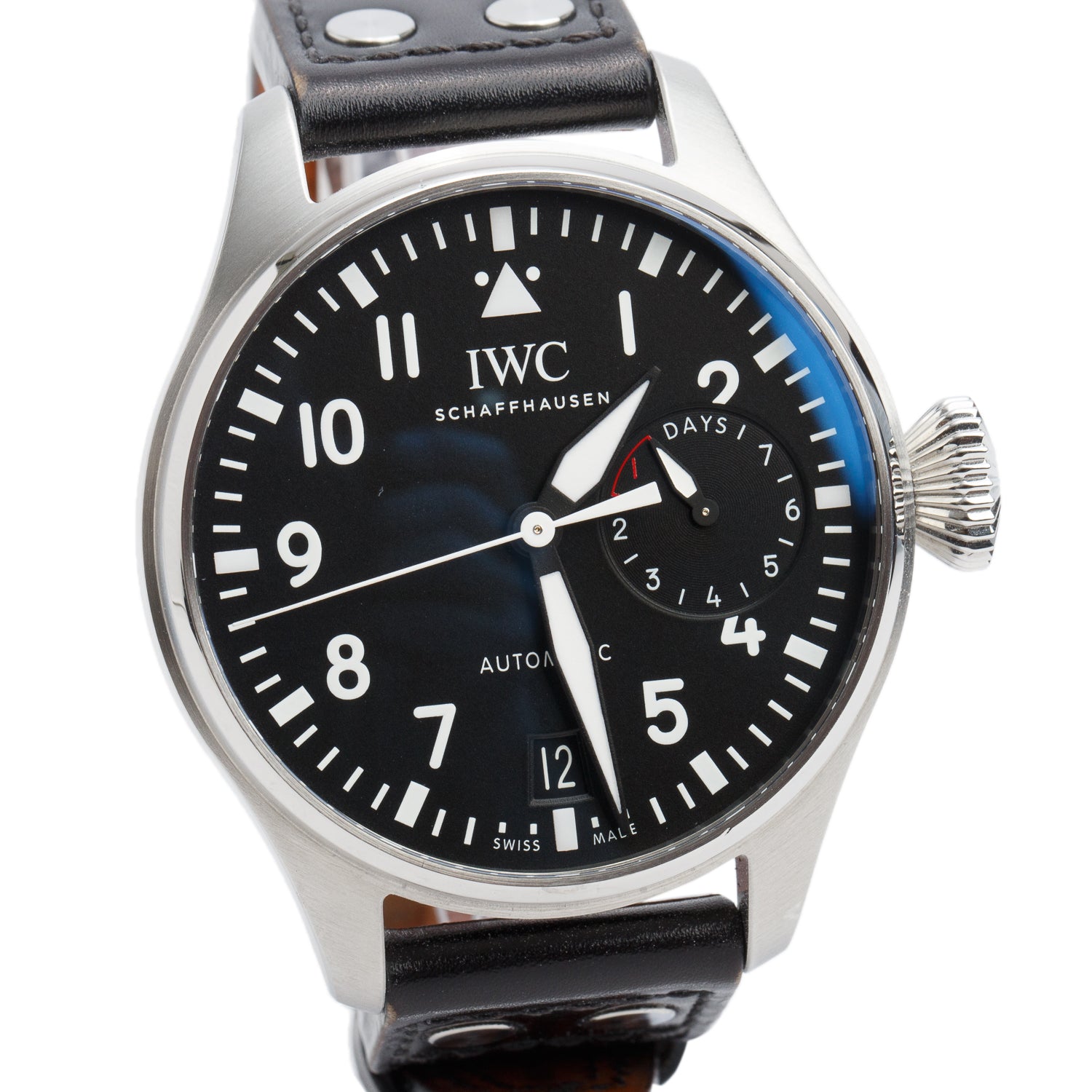 IWC Stainless Steel Big Pilot 46 MM Automatic Watch Back Dial IW500912 w/ Box