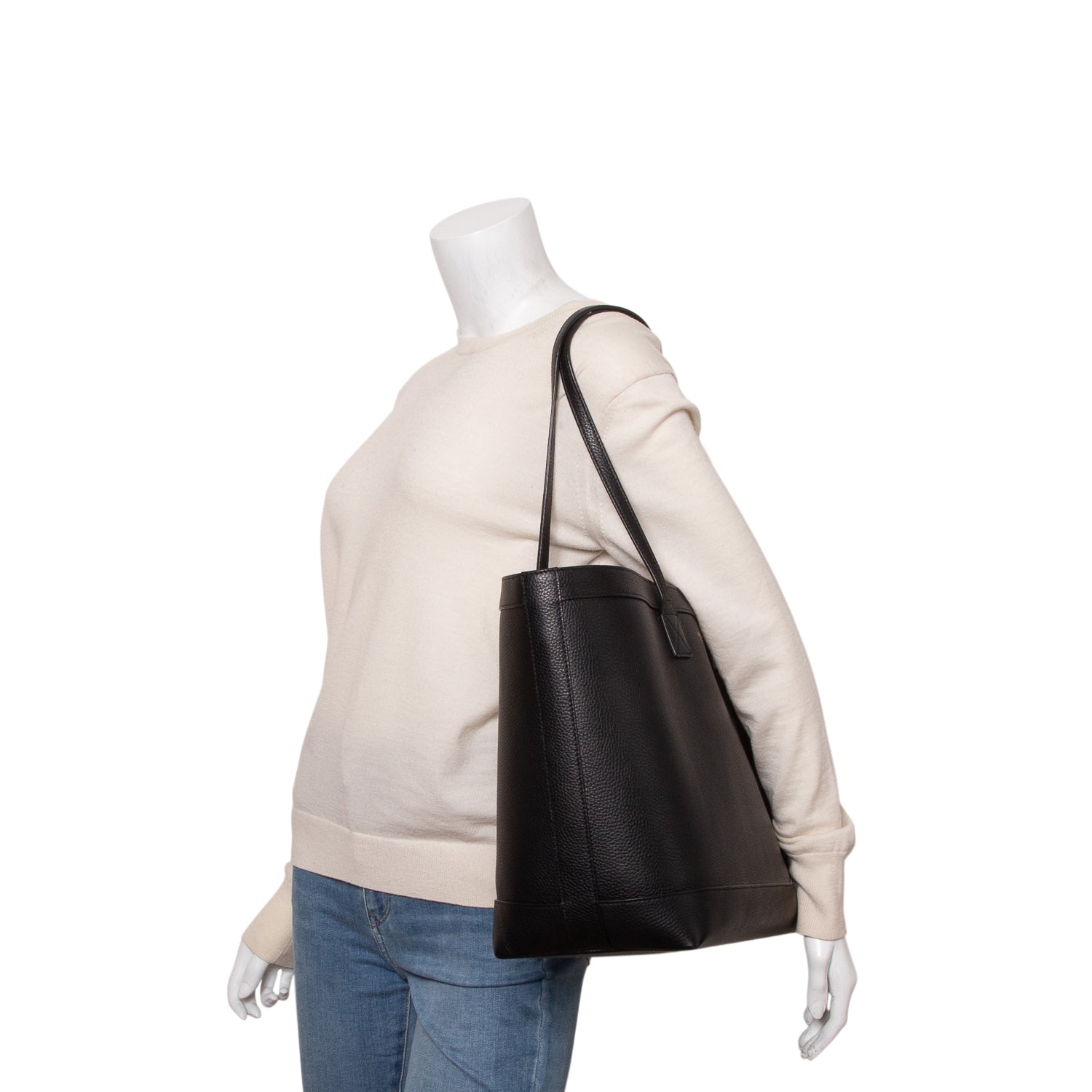 Burberry Black Grainy Calfskin Medium London Tote Bag