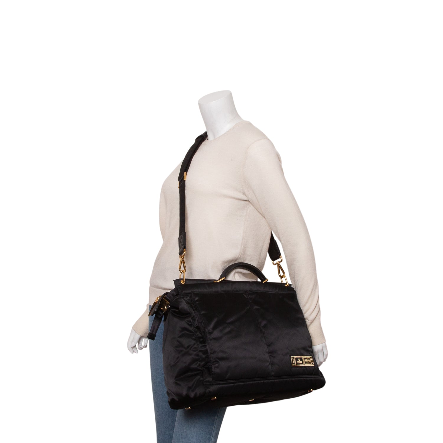 Fendi x Porter Black Nylon Peekaboo Briefcase w/ Strap