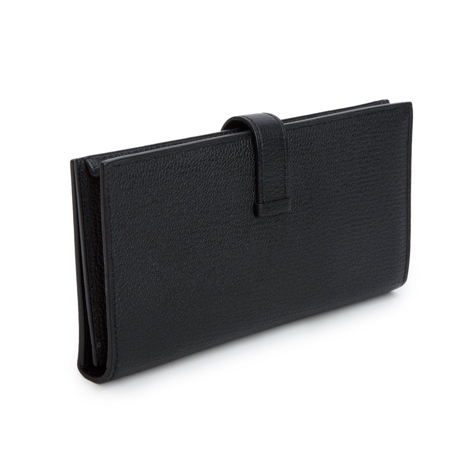 Hermes Noir Chevre Mysore Leather Bearn Gusset Wallet w/ Box