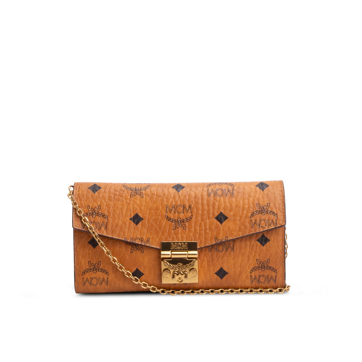MCM Cognac Visetos Tracy Chain Wallet Bag w/ Box