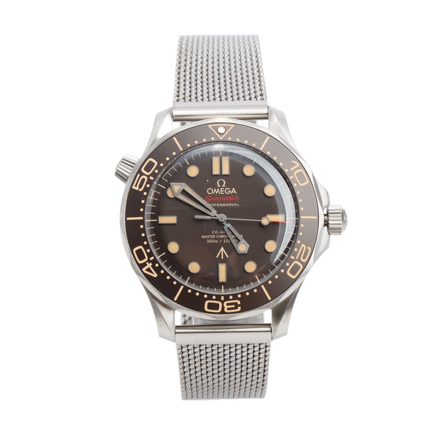 Omega 2021 007 Edition Titanium Seamaster Diver 300m Co-Axial Master Chronometer 42 MM Automatic Watch Brown Dial w/ Box, Papers & Extra Strap