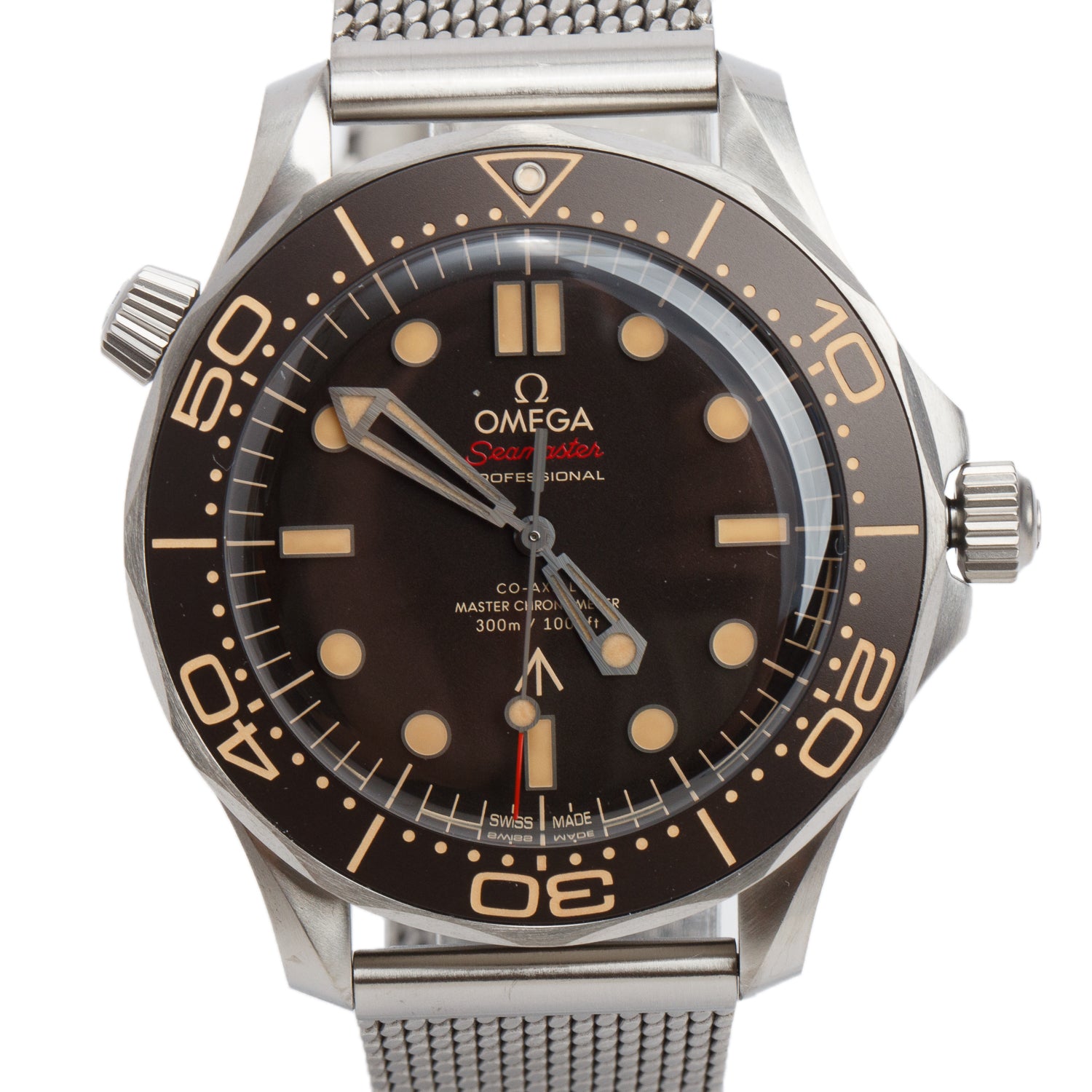 Omega 2021 007 Edition Titanium Seamaster Diver 300m Co-Axial Master Chronometer 42 MM Automatic Watch Brown Dial w/ Box, Papers & Extra Strap