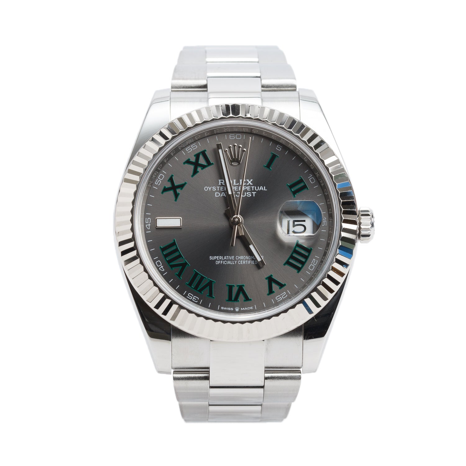 Rolex Stainless Steel Oyster Perpetual Datejust 41 MM Watch Wimbledon Dial 126334 w/ Box