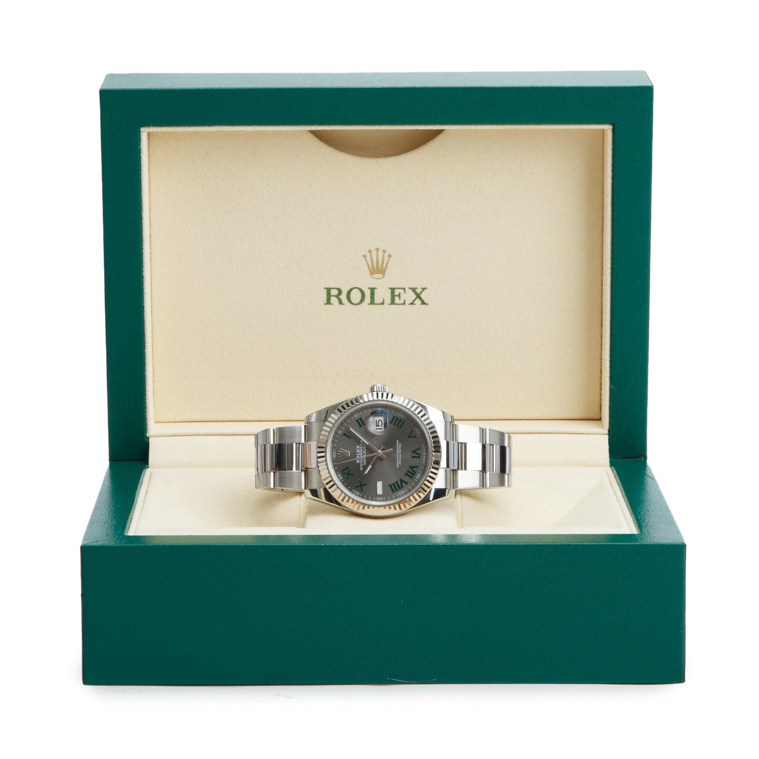 Rolex Stainless Steel Oyster Perpetual Datejust 41 MM Watch Wimbledon Dial 126334 w/ Box