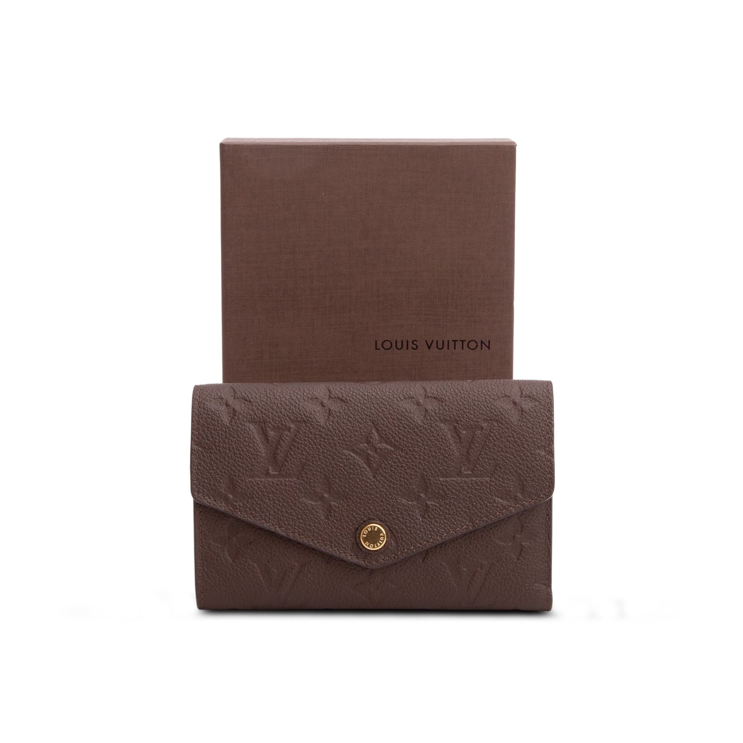Louis Vuitton Brown Monogram Empreinte Leather Curieuse Compact Wallet w/ Box