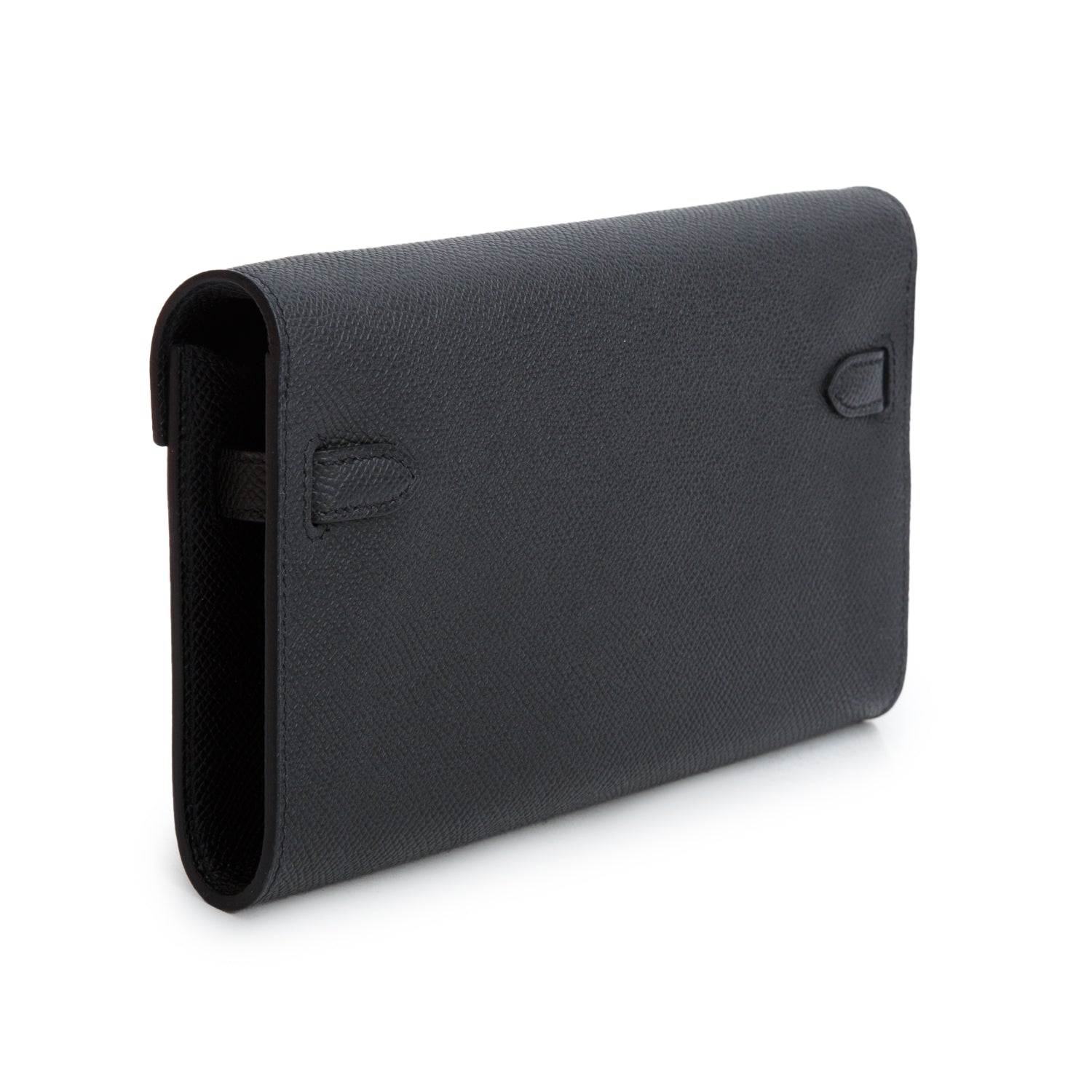Hermes 2025 Noir Epsom Leather Kelly Wallet To Go w/ Strap & Box