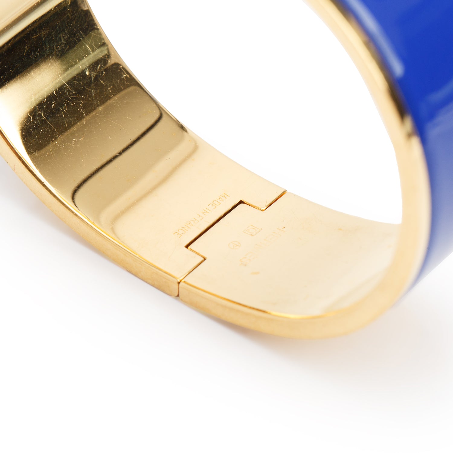 Hermes Gold-Plated Blue Enamel Clic Clac H Bracelet