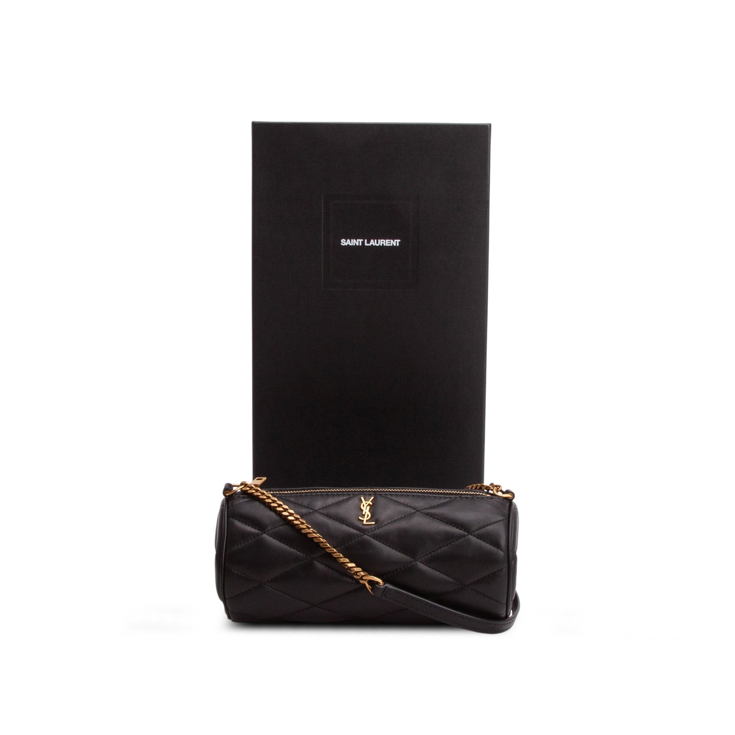 Saint Laurent 2022 Black Quilted Lambskin Leather Mini Sade Tube Bag w/ Box