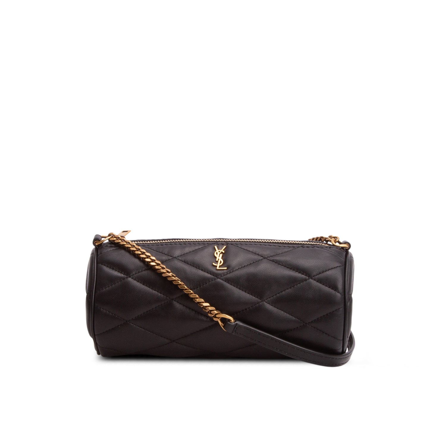 Saint Laurent 2022 Black Quilted Lambskin Leather Mini Sade Tube Bag w/ Box