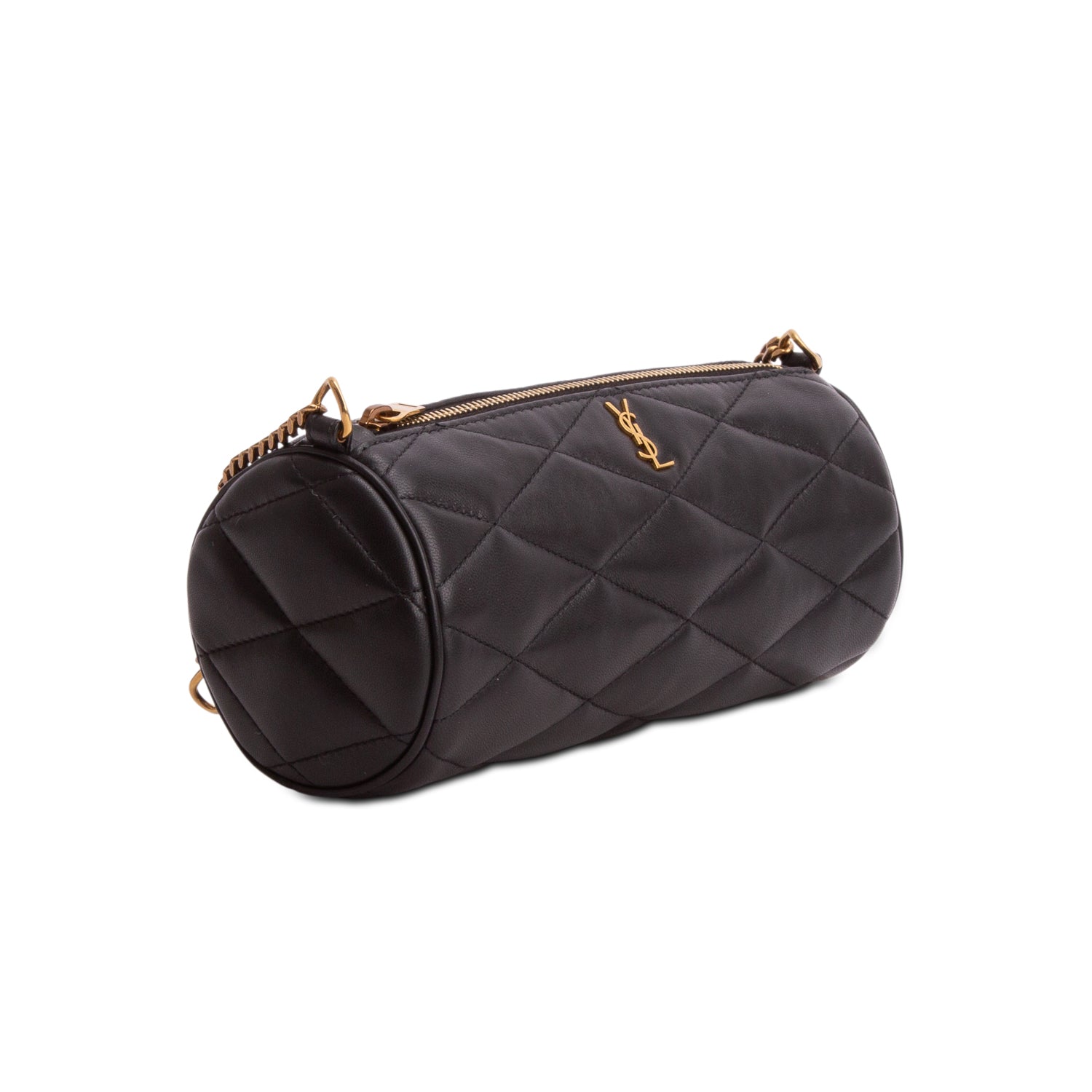 Saint Laurent 2022 Black Quilted Lambskin Leather Mini Sade Tube Bag w/ Box