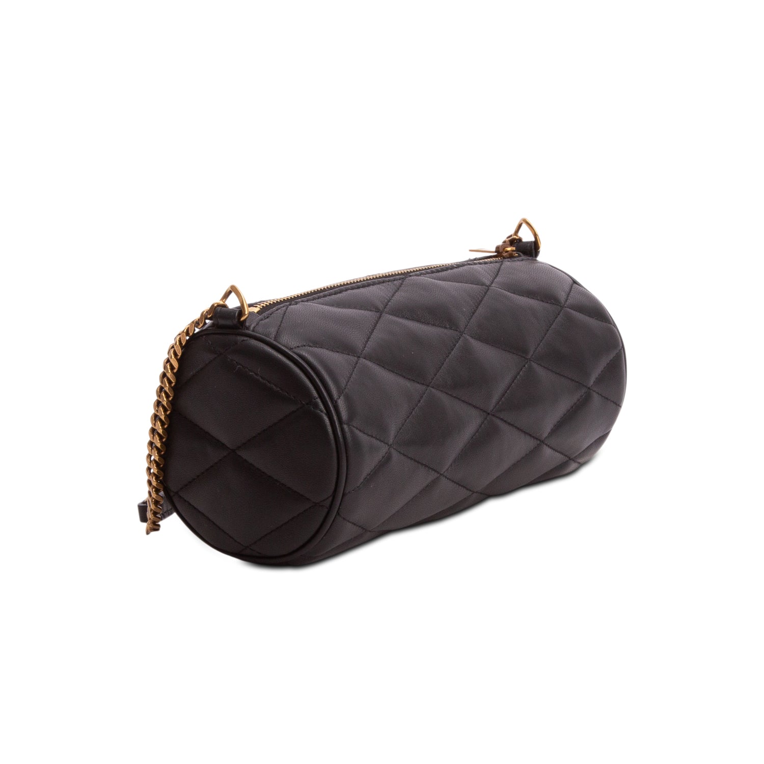 Saint Laurent 2022 Black Quilted Lambskin Leather Mini Sade Tube Bag w/ Box