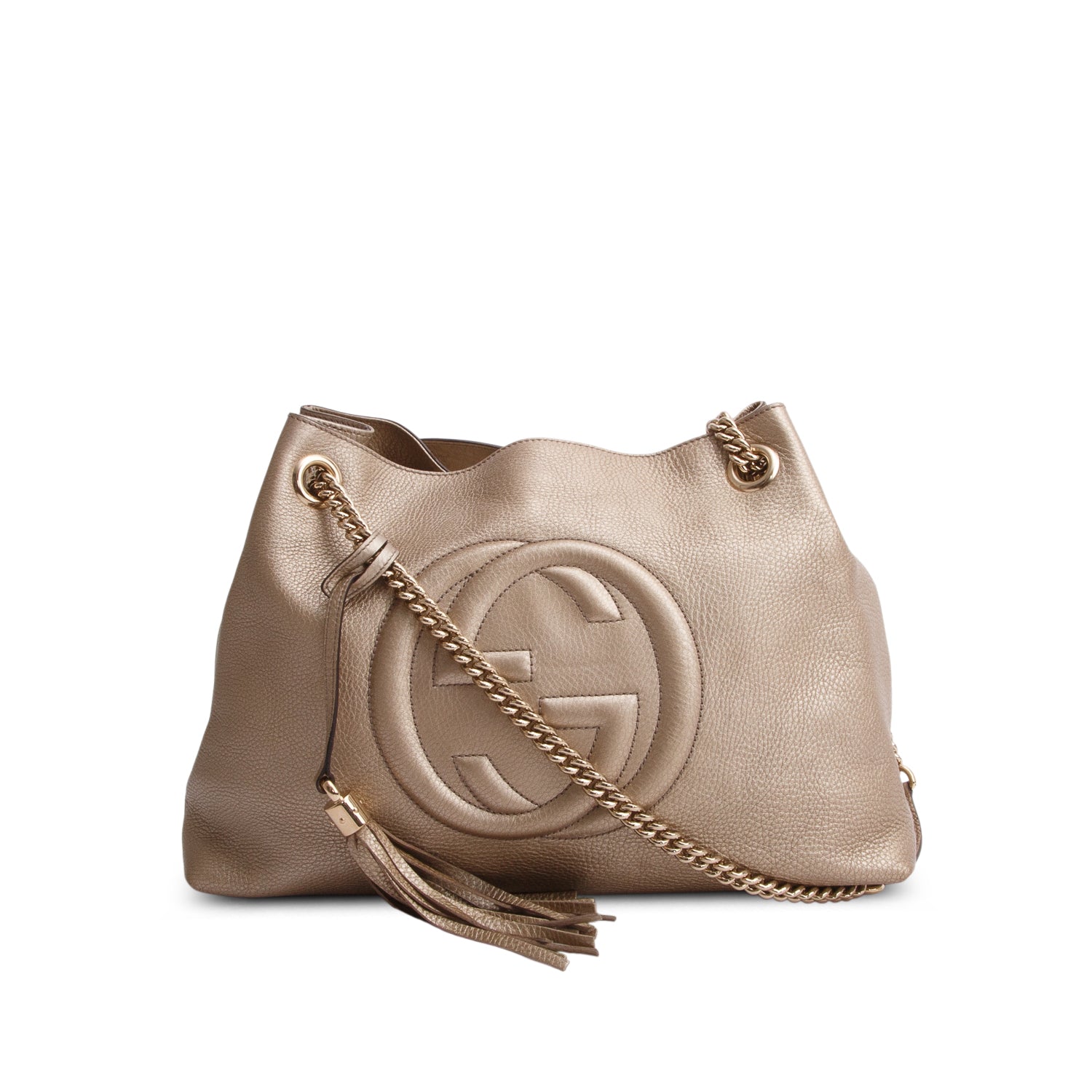Gucci Gold Grained Leather Medium Soho Chain Tote