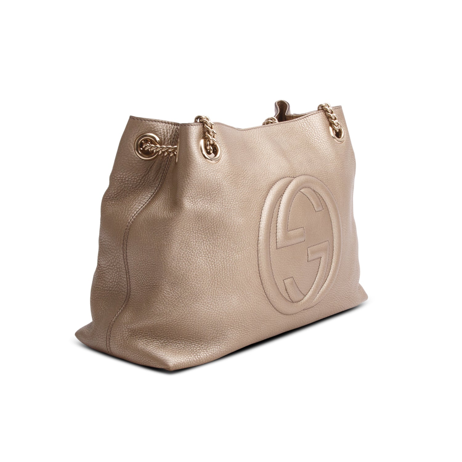 Gucci Gold Grained Leather Medium Soho Chain Tote