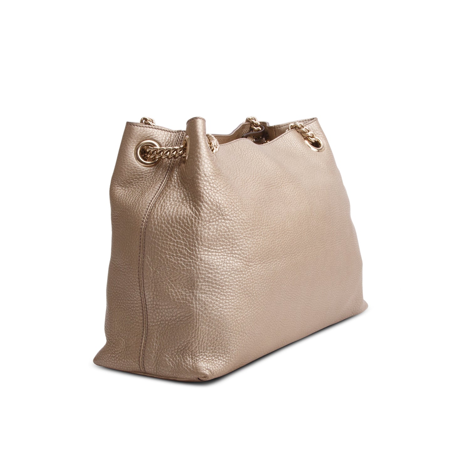 Gucci Gold Grained Leather Medium Soho Chain Tote