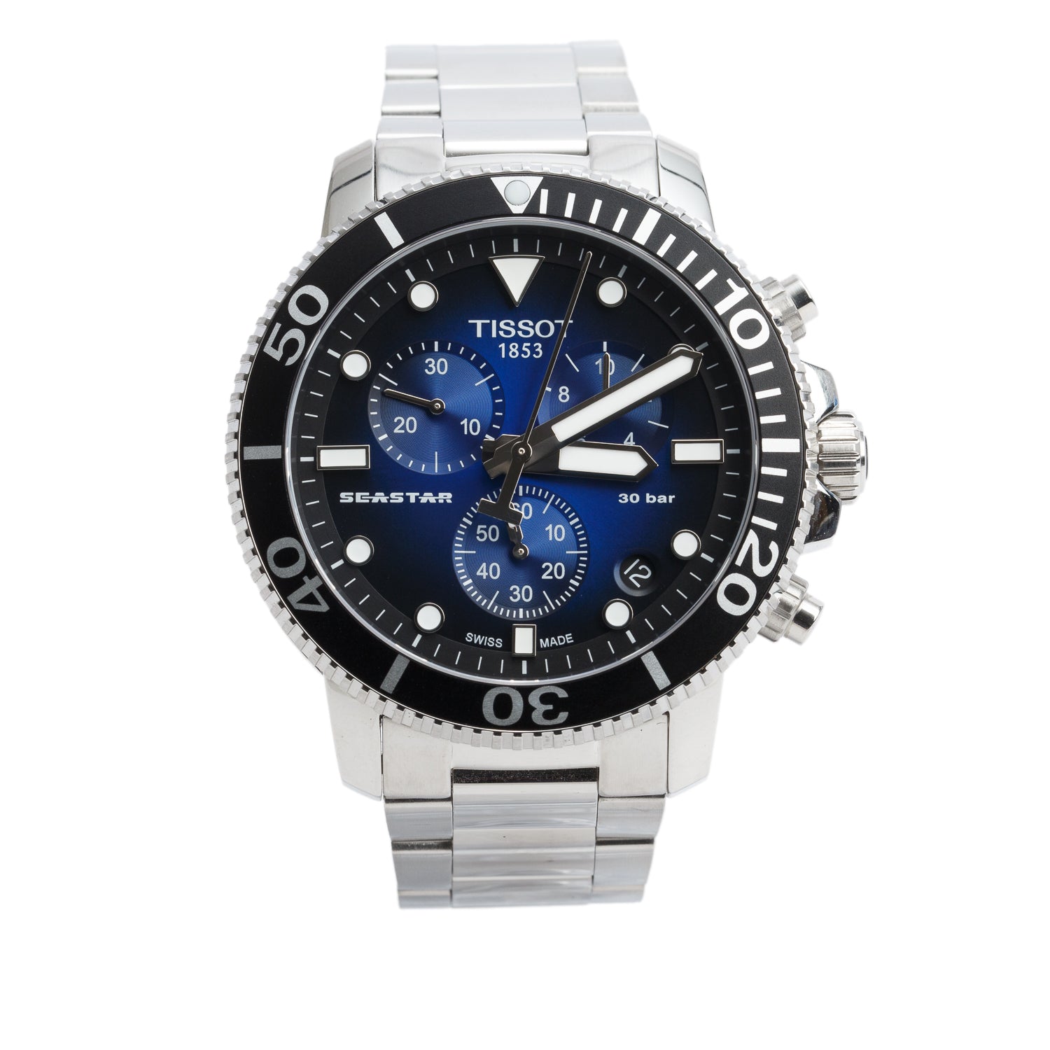 Tissot Stainless Steel Seastar 1000 Powermatic 80 43 MM Automatic Watch Blue Dial w/ Box & Papers