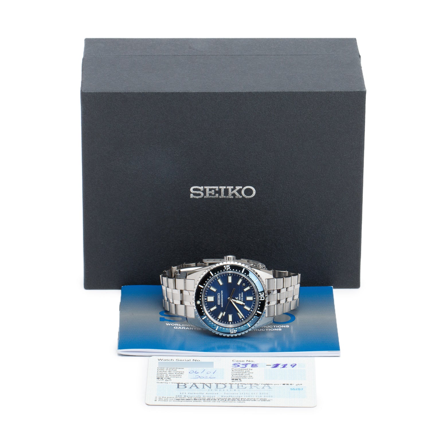 Seiko 2026 Stainless Steel Prospex Marinemaster 39 MM Automatic Watch Blue Dial SJE119 w/ Box & Papers