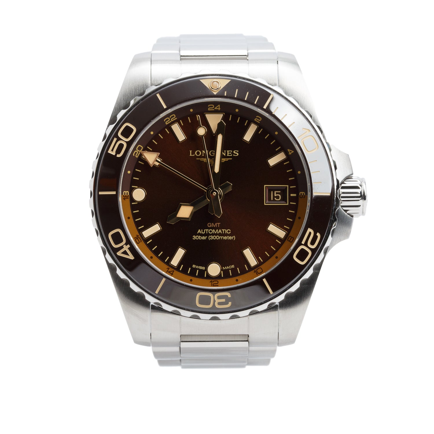 Longines 2026 Stainless Steel HydroConquest 43 MM GMT Automatic Watch Brown Dial w/ Box & Papers