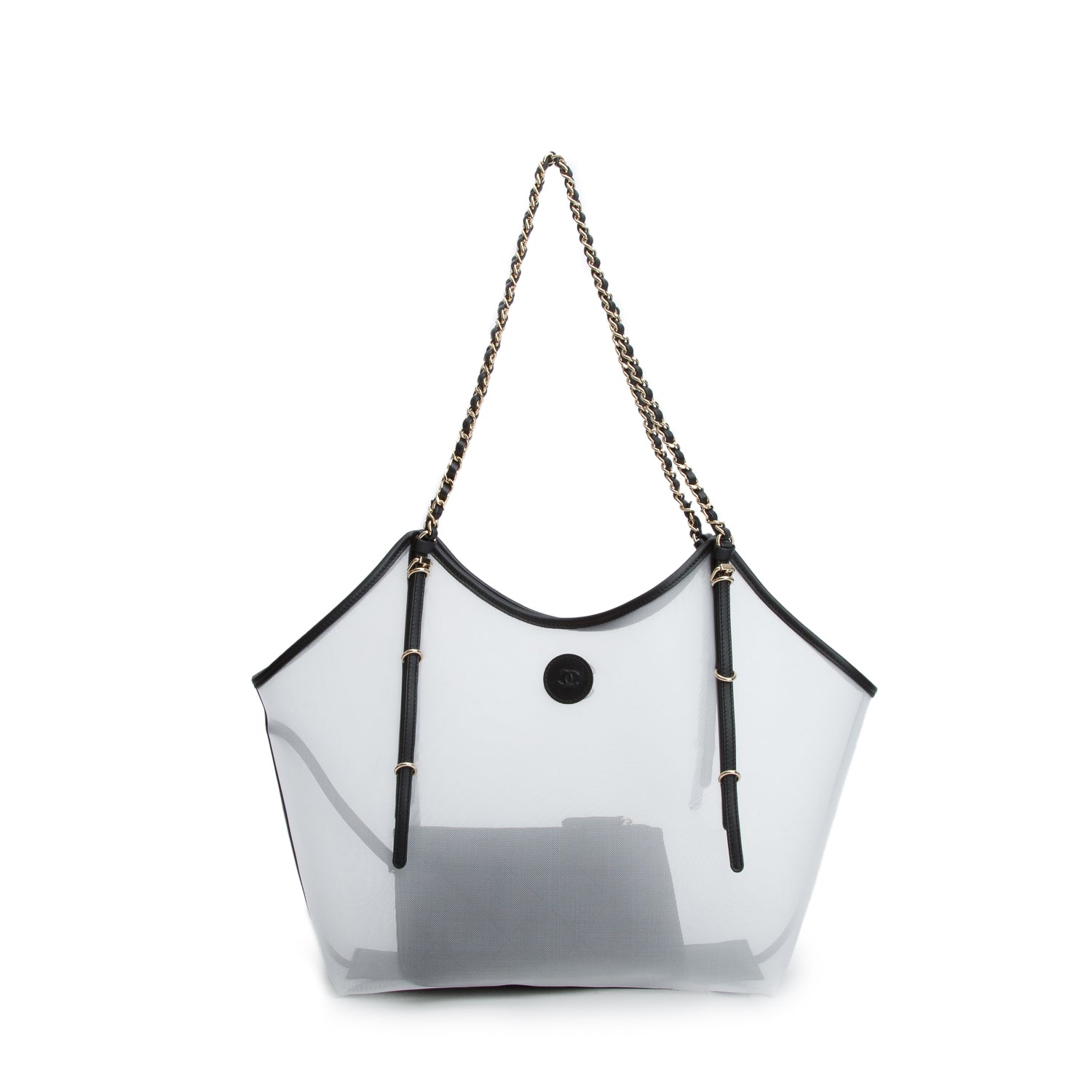 Chanel 2026 White Mesh & Calfskin Medium Shopping Bag w/ Box & Pouch