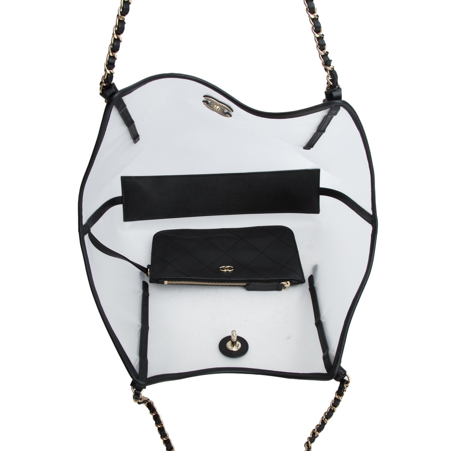 Chanel 2026 White Mesh & Calfskin Medium Shopping Bag w/ Box & Pouch