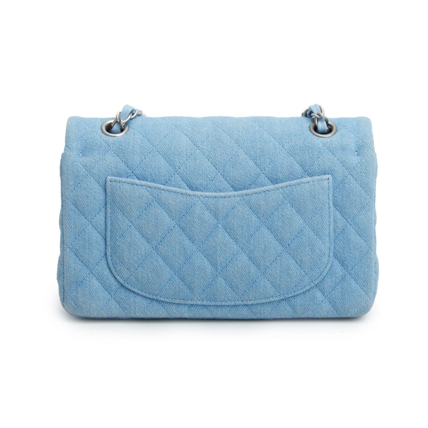 Chanel Blue Denim Quilted Small Double Flap Bag w/ Box