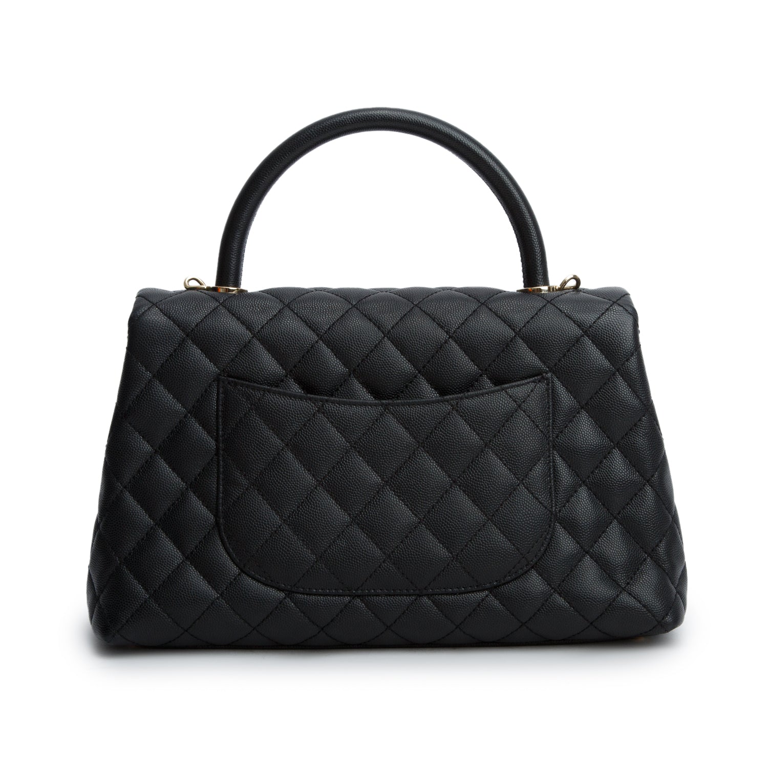 Chanel 2020 Black Caviar Quilted Small Coco Handle Flap w/ Box, Authenticity Card & Strap
