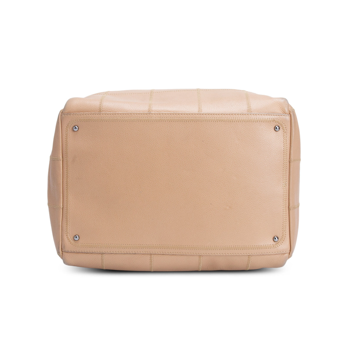 Chanel Beige Caviar Square Stitched Bowler w/ Authenticity Card