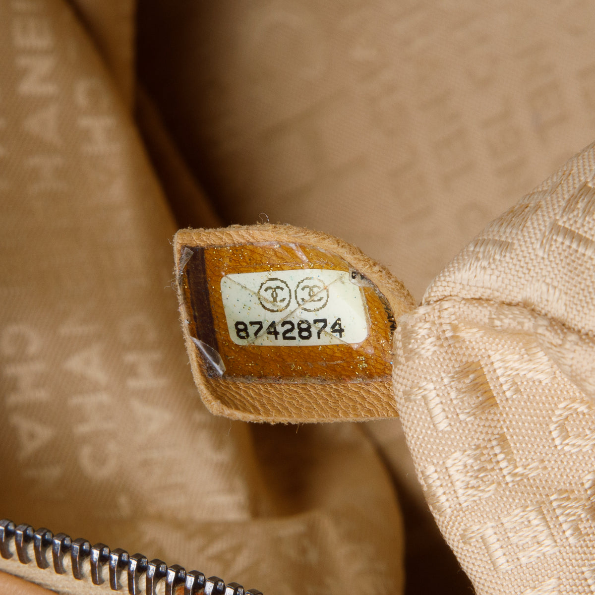 Chanel Beige Caviar Square Stitched Bowler w/ Authenticity Card