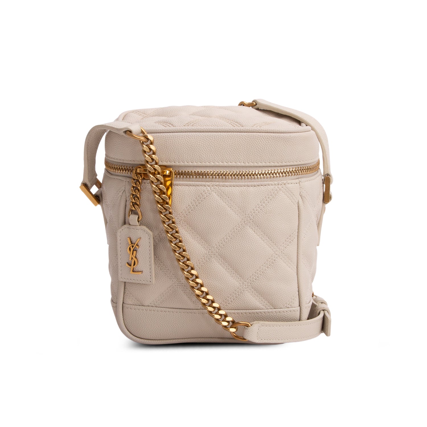 Saint Laurent 2020 Cream Grain de Poudre Quilted 80's Vanity Bag