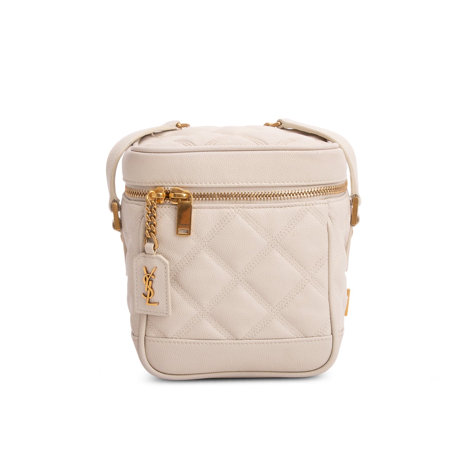 Saint Laurent 2020 Cream Grain de Poudre Quilted 80's Vanity Bag