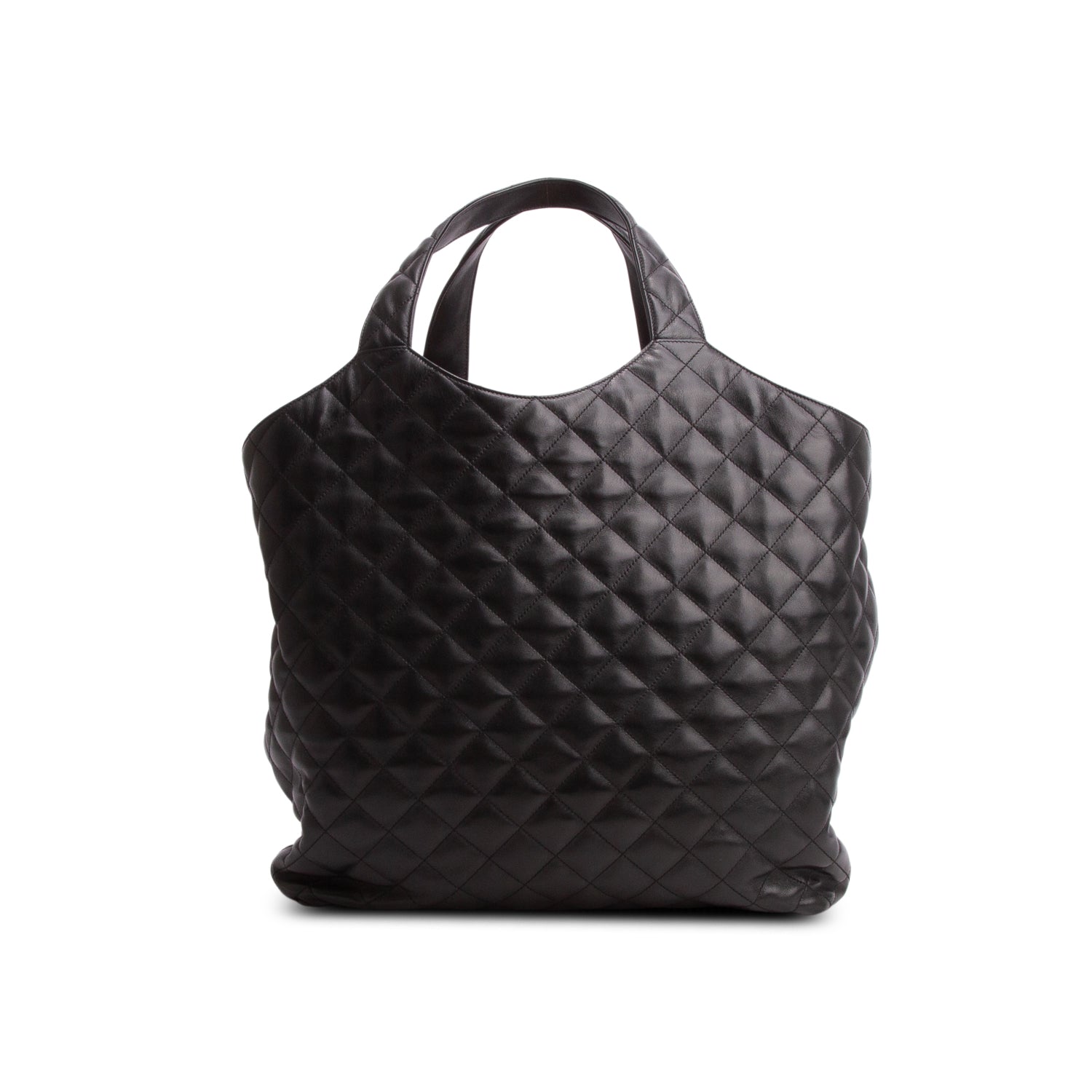 Saint Laurent 2022 Black Lambskin Quilted Maxi Icare Shopping Tote w/ Box & Pouch