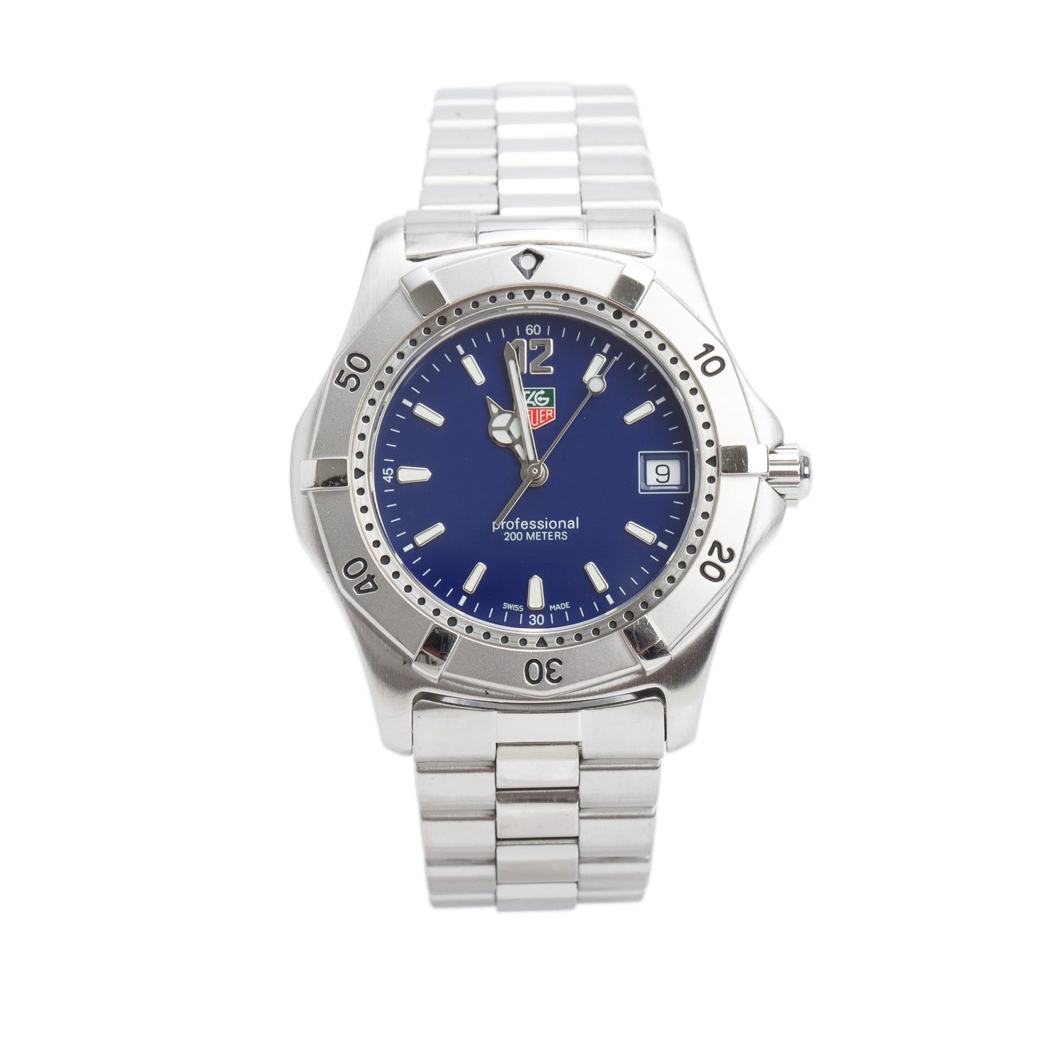 Tag Heuer Stainless Steel 2000 Professional 200M 38 MM Quartz Watch Blue Dial WK1113 w/ Box & Papers