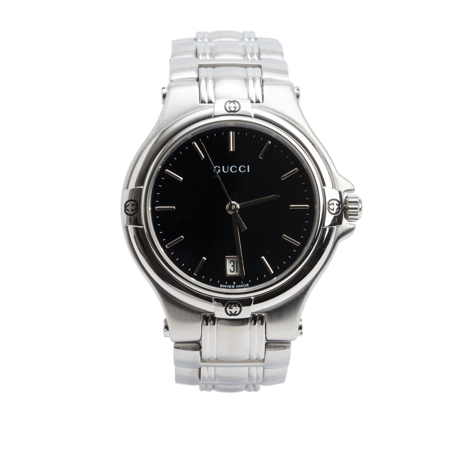 Gucci Stainless Steel 9040M Series 35 MM Quartz Watch Black Dial
