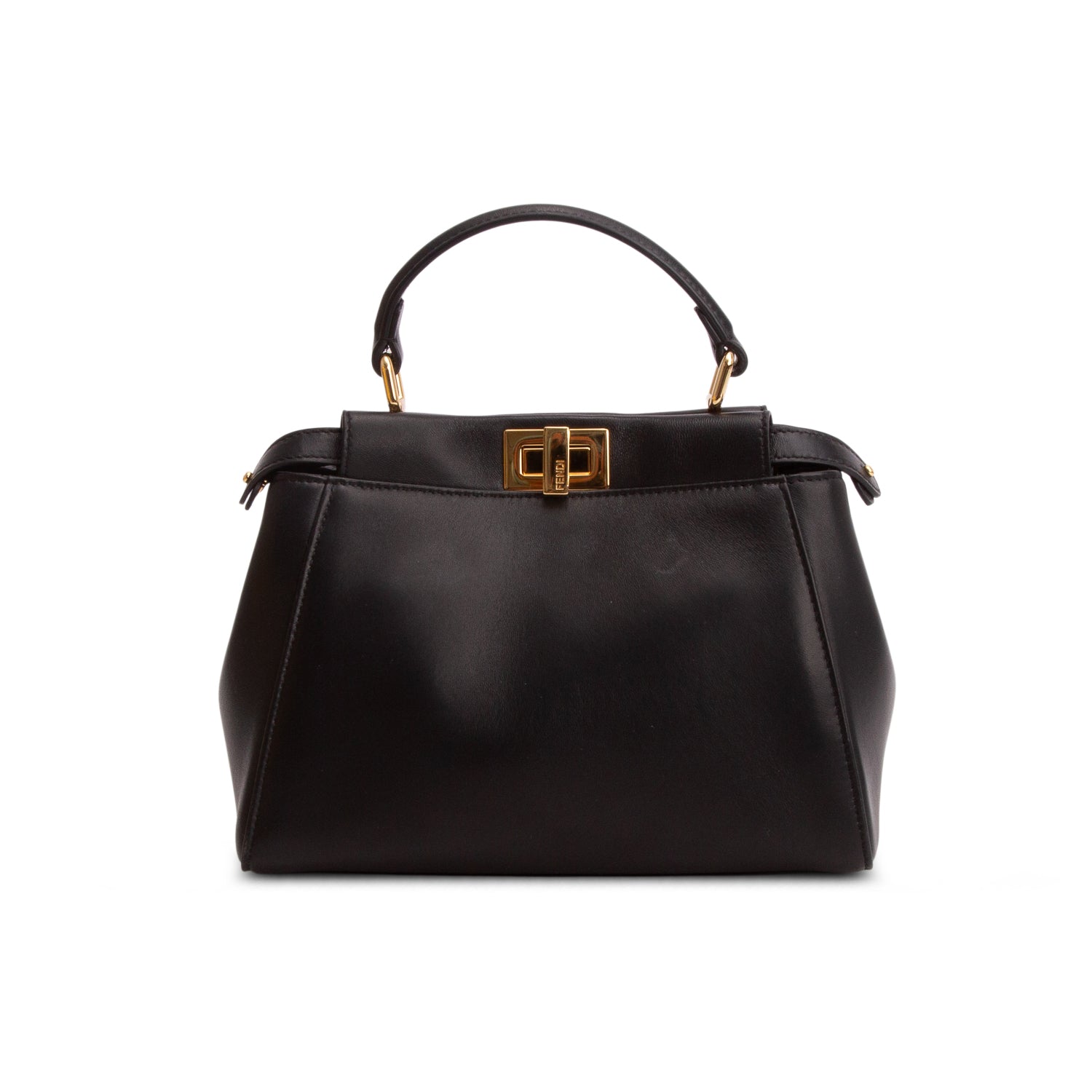 Fendi 2022 Black Lambskin Mini Peekaboo Bag w/ Box, Receipt & Strap