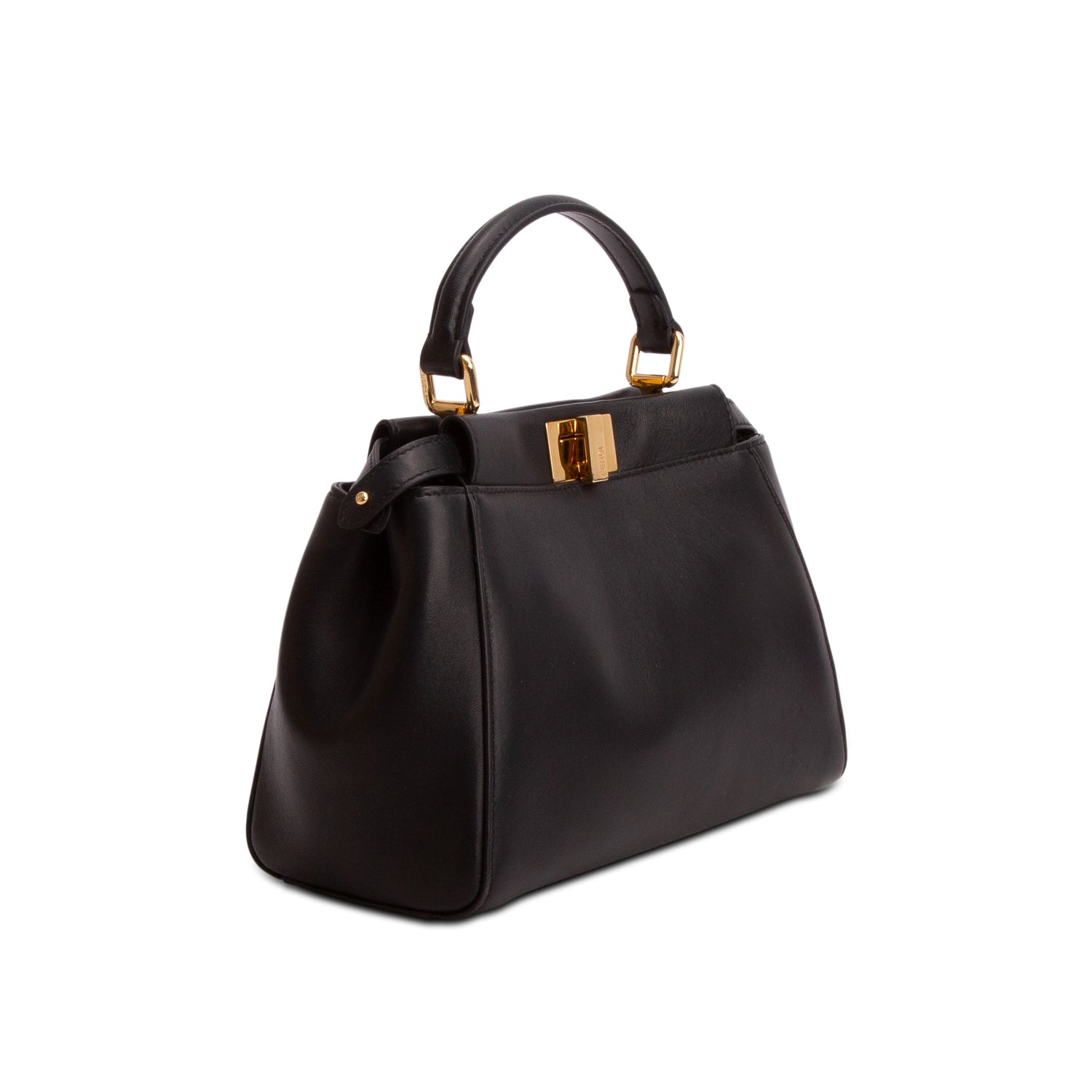 Fendi 2022 Black Lambskin Mini Peekaboo Bag w/ Box, Receipt & Strap
