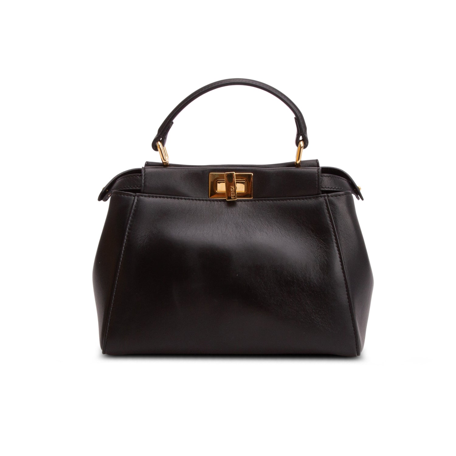 Fendi 2022 Black Lambskin Mini Peekaboo Bag w/ Box, Receipt & Strap