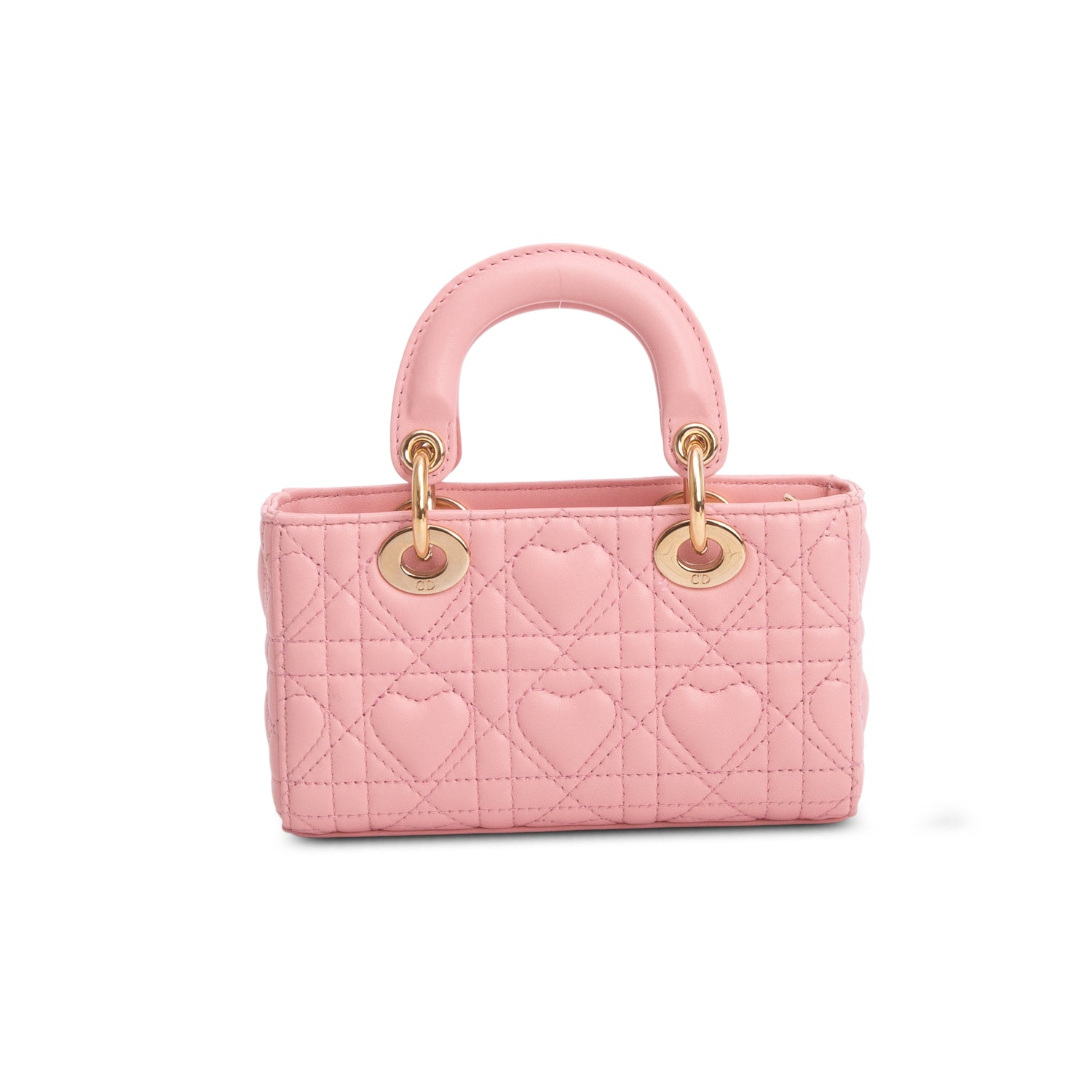 Christian Dior 2023 Pink Lambskin Cannage Amour Micro Lady D-Joy w/ Box & Straps