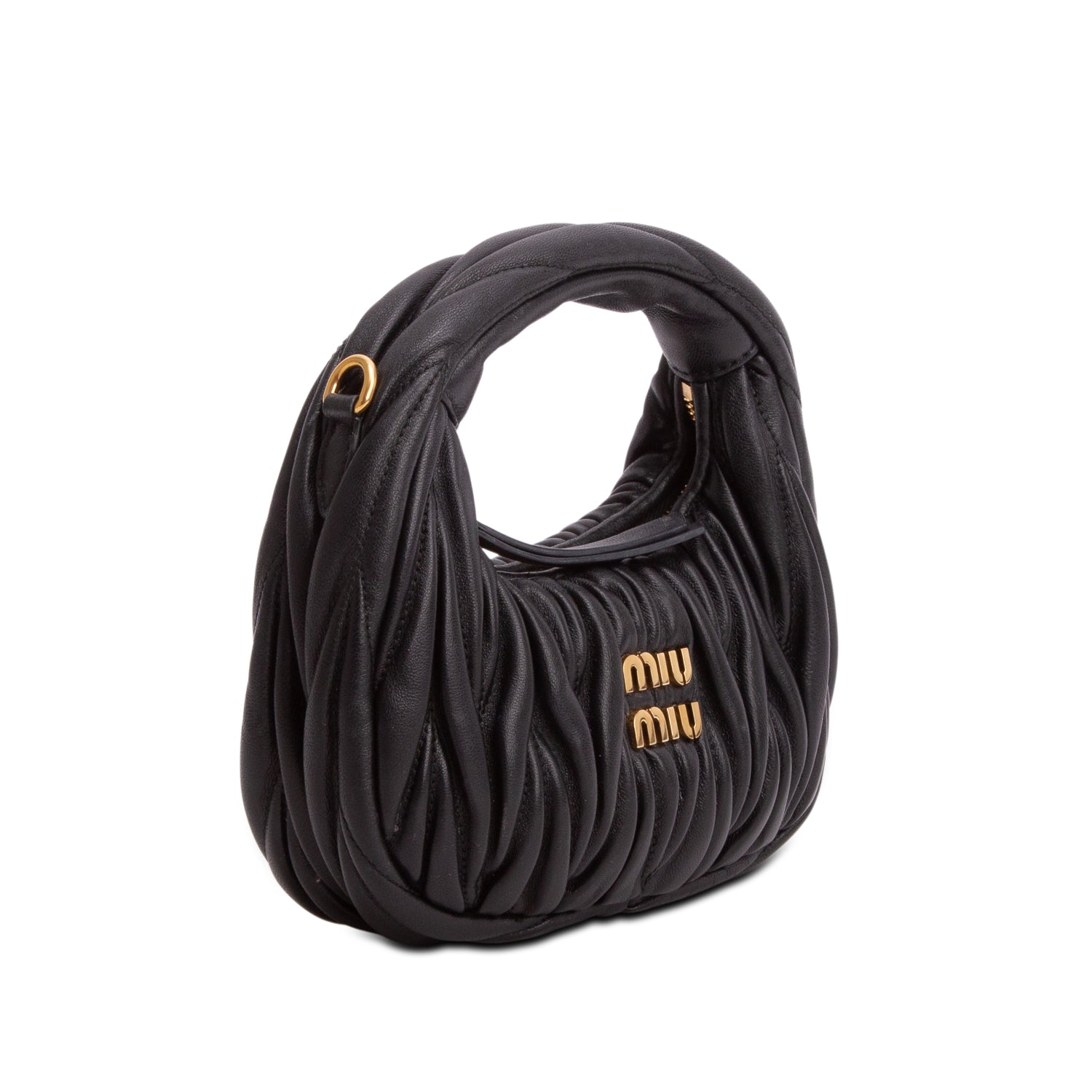 Miu Miu Black Nappa Matelasse Mini Wander Hobo