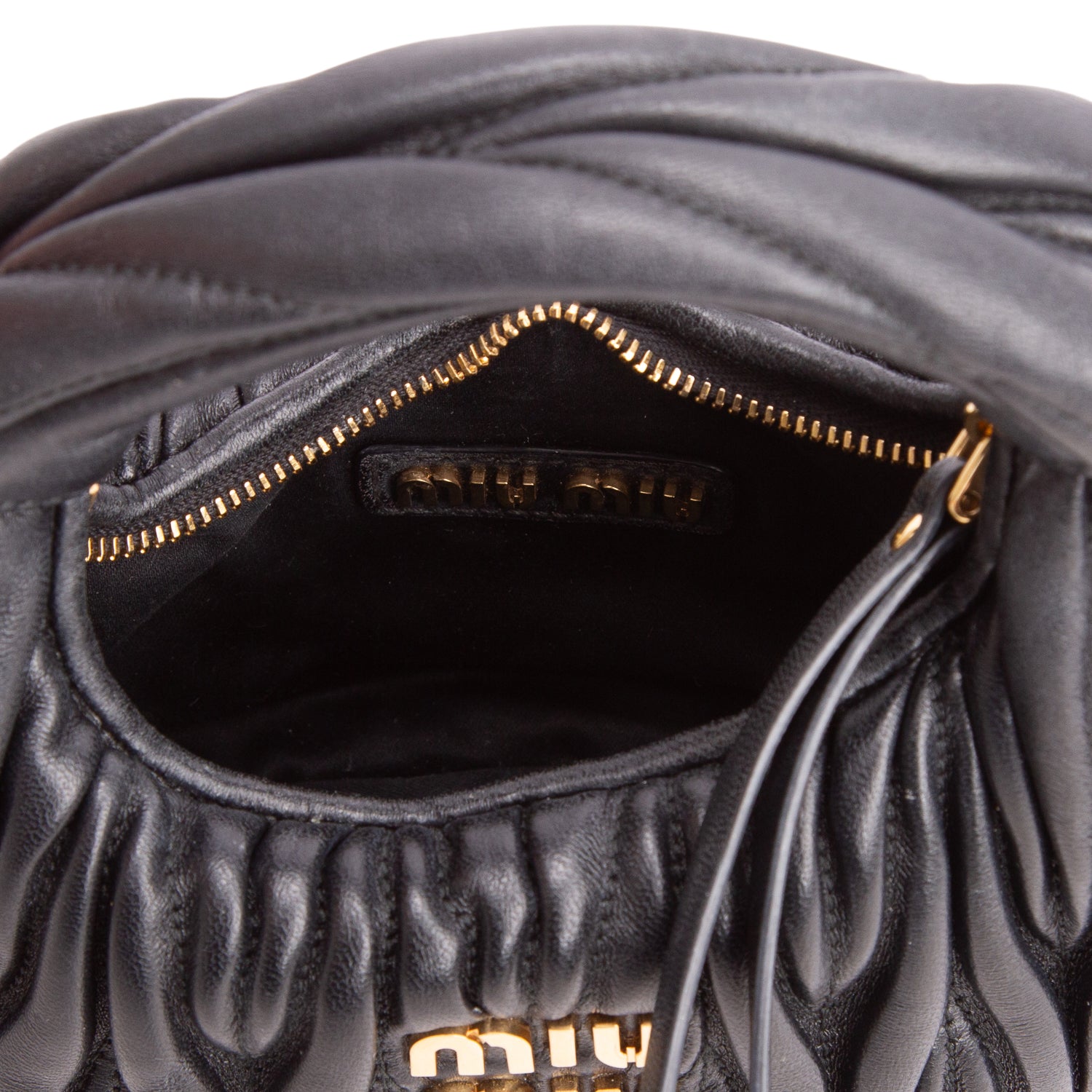Miu Miu Black Nappa Matelasse Mini Wander Hobo