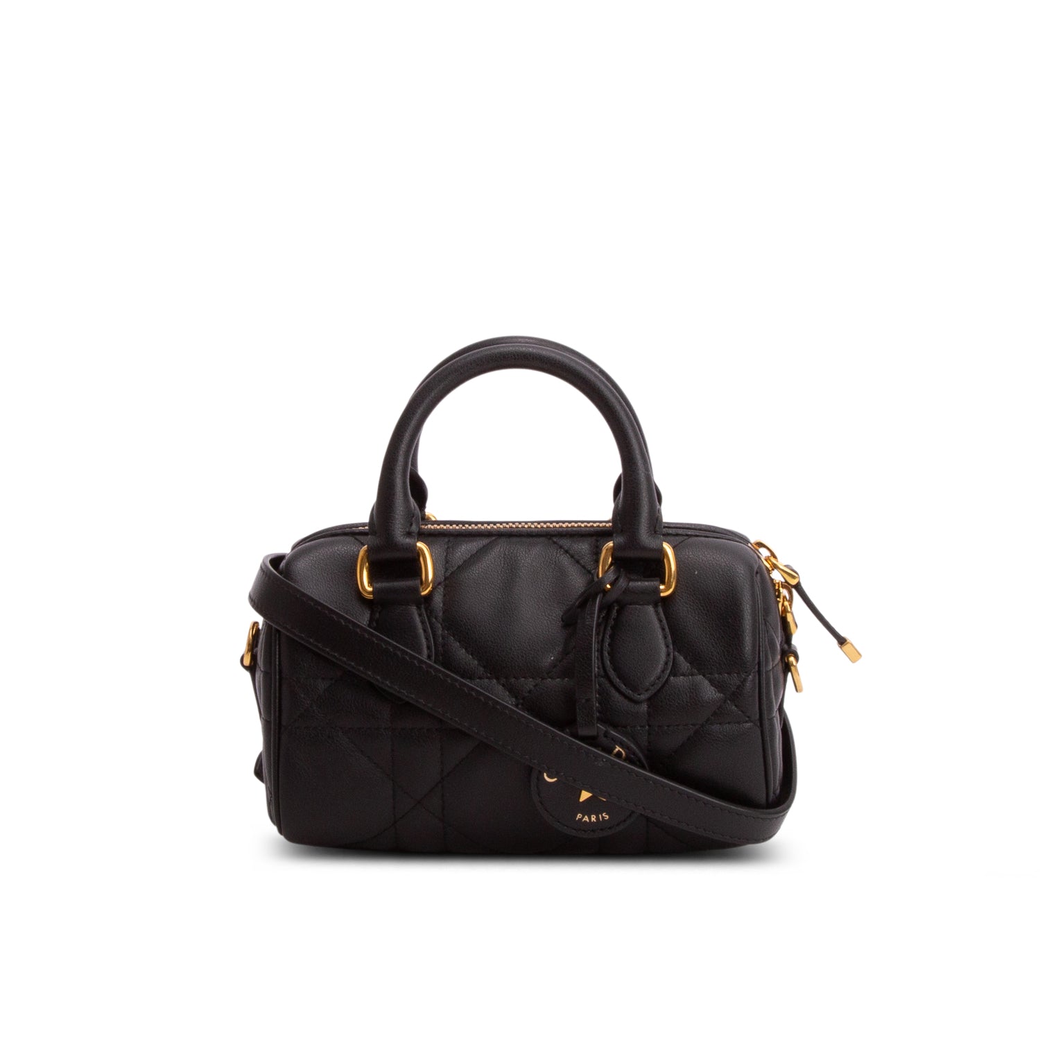 Christian Dior 2024 Black Calfskin Macrocannage Groove 17 Bag w/ Box & Strap