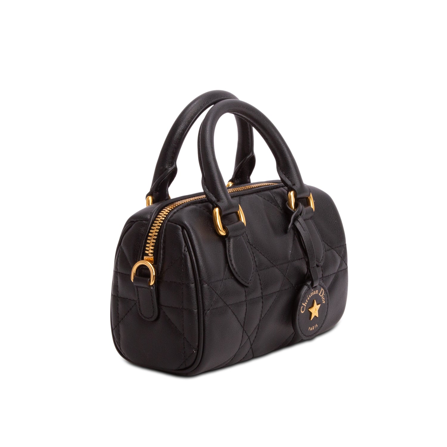 Christian Dior 2024 Black Calfskin Macrocannage Groove 17 Bag w/ Box & Strap