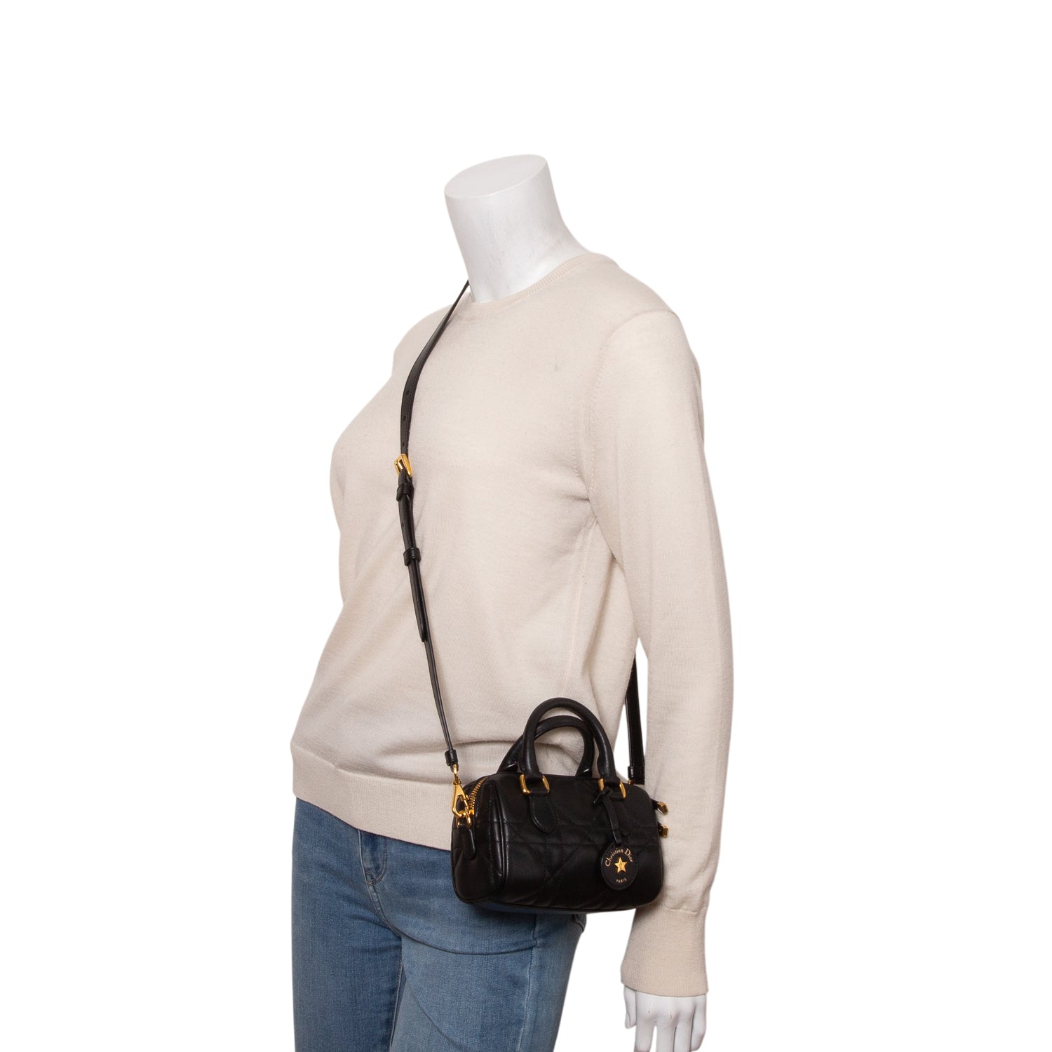 Christian Dior 2024 Black Calfskin Macrocannage Groove 17 Bag w/ Box & Strap